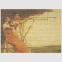 Femmes jouant de trompettes papier de tissu musica