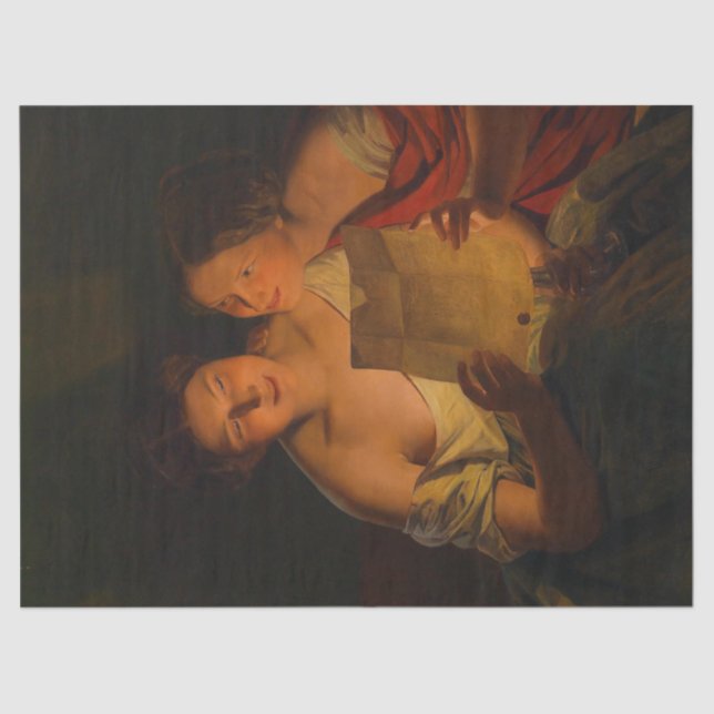Papier Mousseline Femmes lisant une lettre d'amour (par Waldmüller) (Recto)
