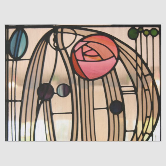 Papier Mousseline Fenêtre en verre tendu, Hill House par Mackintosh (Recto)