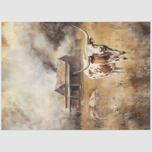 Papier Mousseline Ferme de découpage Longhorn Field Road (Recto)