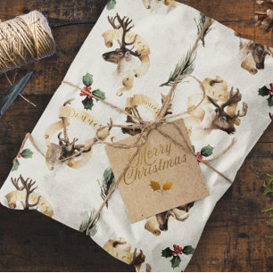 Papier Mousseline Ferme de Renne Maison de Noël Ferme d'Arbres de No
