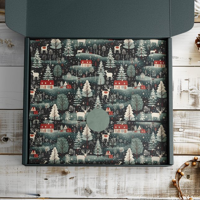 Papier Mousseline Ferme d'hiver de neige (Créateur téléchargé)