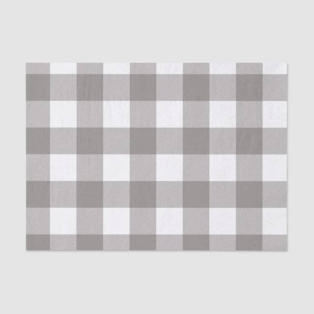 Papier Mousseline Ferme Rustic Grey & White Buffalo Plaid Carré (Recto)