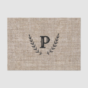 Papier Mousseline Ferme rustique Burlap & Black Botanical Laurel
