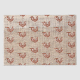 Papier Mousseline Ferme Rustique Burlap Motif de poulet 