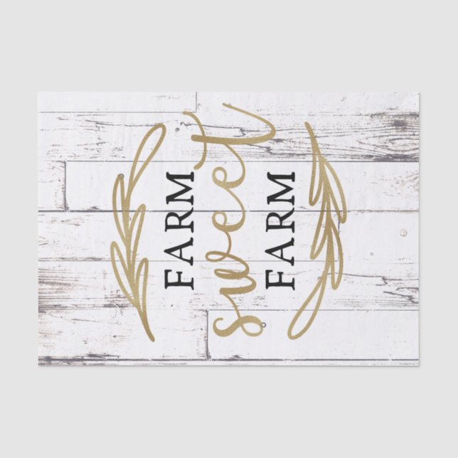 Papier Mousseline Ferme Sweet Farm White Wood Country Farmhouse (Recto)