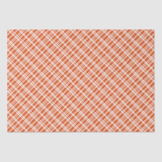 Papier Mousseline Ferme Tartan Orange Chaud Plaid (Recto)