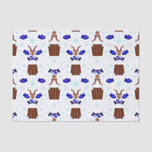 Papier Mousseline Festif Blue Kasky Christmas Reindeer