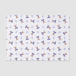 Papier Mousseline Festif Blue Kasky Christmas Reindeer