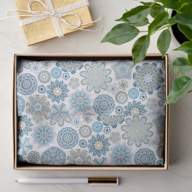 Papier Mousseline Festif Chic Floral Mandala Flakes Motif (Cadeau)