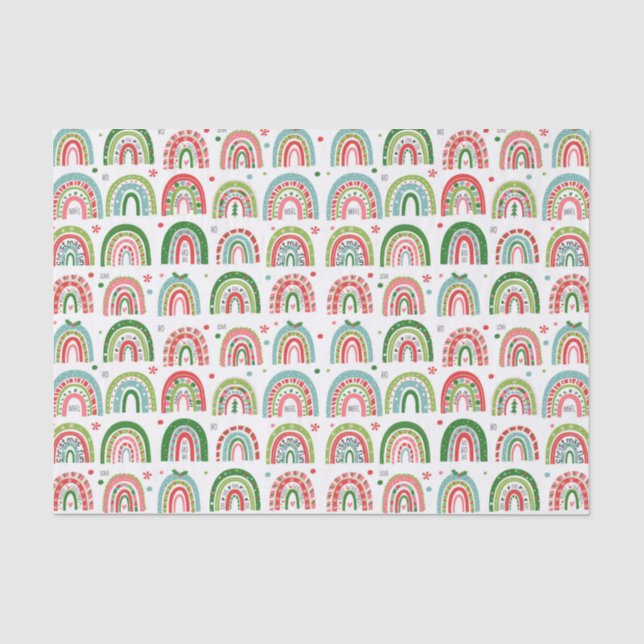 Papier Mousseline Festif Noël moderne Motif arc-en-ciel (Recto)
