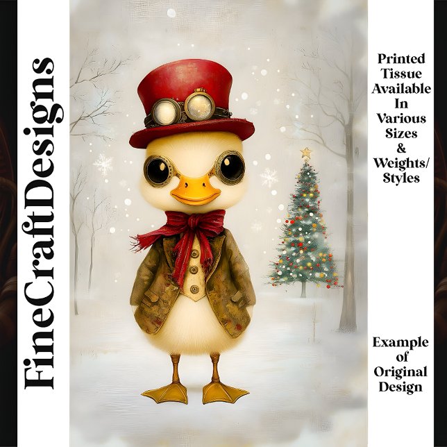 Papier Mousseline Festif Whimsical Steampunk Duckling L4 Decoupage (Créateur téléchargé)