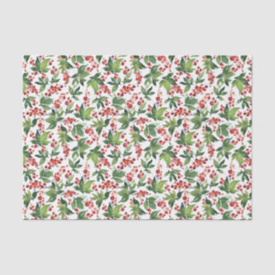Papier Mousseline Festive Berries et Motif de Noël verdoyant