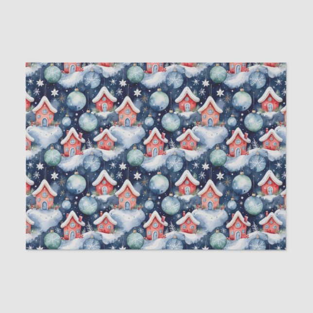 Papier Mousseline Festive Christmas Ornament Pattern in Watercolor (Recto)