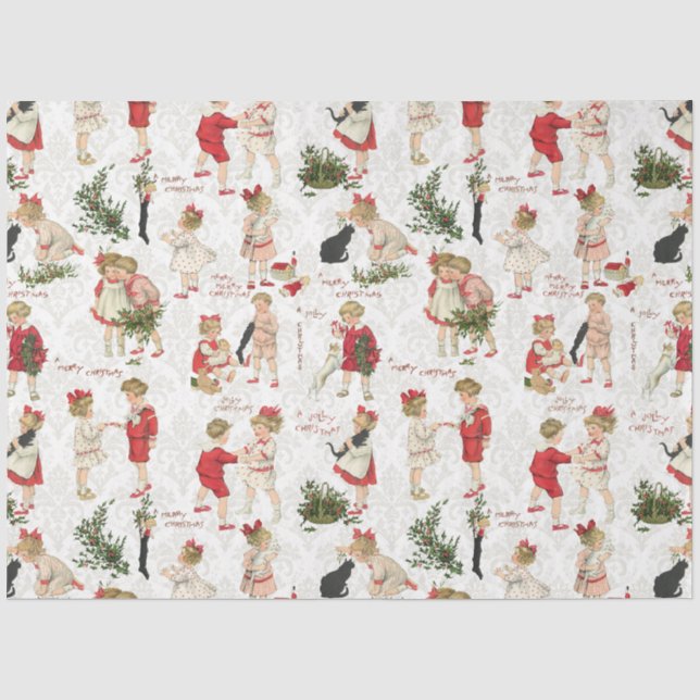 Papier Mousseline Festive Enfants Vintages et voeux de Noël Ceci (Recto)