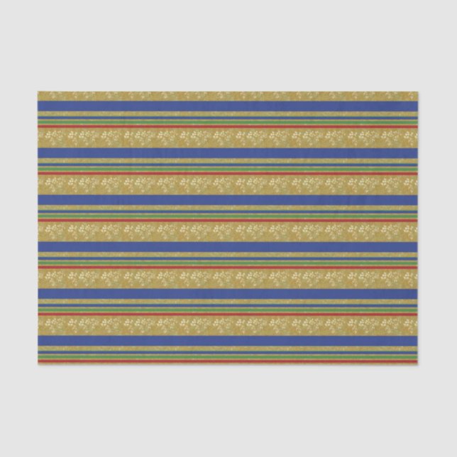Papier Mousseline Festive Gold Stripes vacances (Recto)