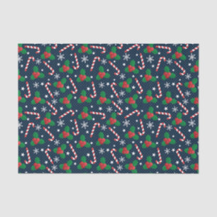 Papier Mousseline Festive Holly Berry & Cane Noël Motif