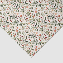 Papier Mousseline Festive Noël vert Berries rouges