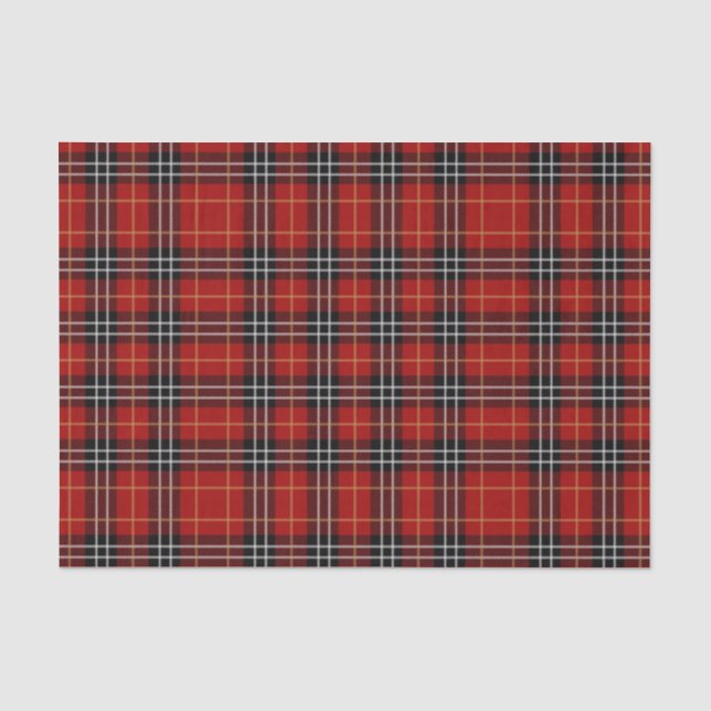 Papier Mousseline Festive Rouge et Noir Plaid Motif Noël (Recto)