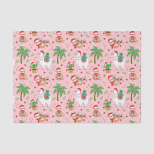 Papier Mousseline Festive Sloths and Llamas Motif de vacances