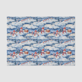 Papier Mousseline Festive Snowman Winter Watercolor