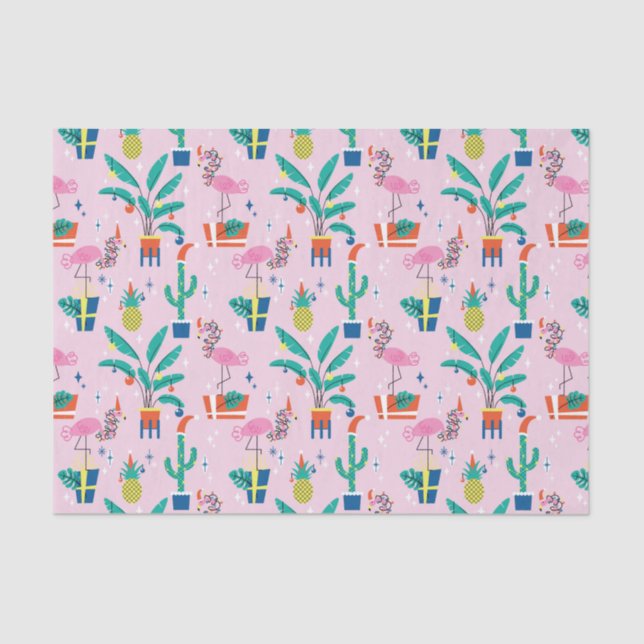Papier Mousseline Festive Tropical Noël Motif (Recto)