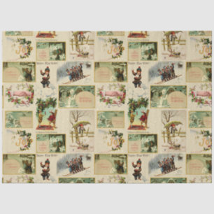 Papier Mousseline Festive Vintage hiver Ephémère Collage