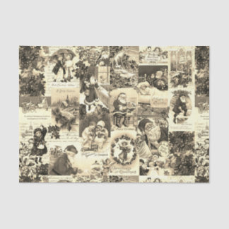 Papier Mousseline Festive Vintage Père Noël Carte de Noël Collage Be