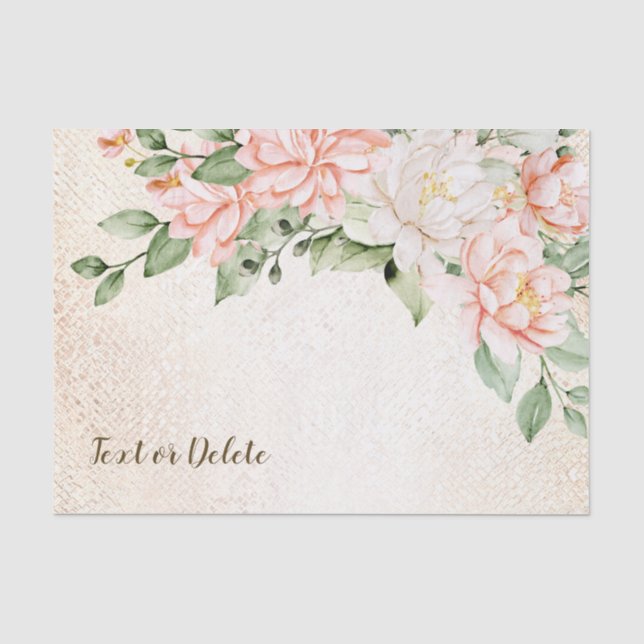 Papier Mousseline Fête Aquarelle Fleurs Blanches de Pêche Élégantes (Recto)