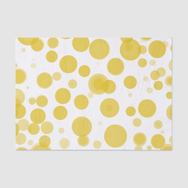 Papier Mousseline Fête Bulles Jaune Moderne & Points Blancs (Recto)