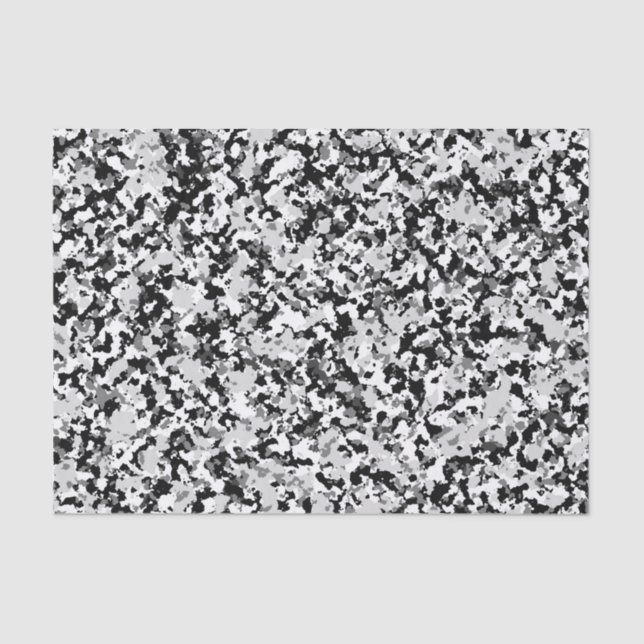 Papier Mousseline Fête Camouflage noir gris blanc arctique (Recto)