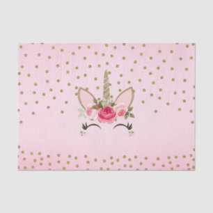 Papier Mousseline Fête d'anniversaire licorne paillettes dorées et f