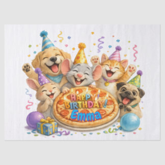 Papier Mousseline Fête d'anniversaire personnalisée avec nom Pizza A