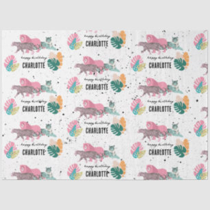 Papier Mousseline Fête d'anniversaire sauvage Jungle Animaux Anniver