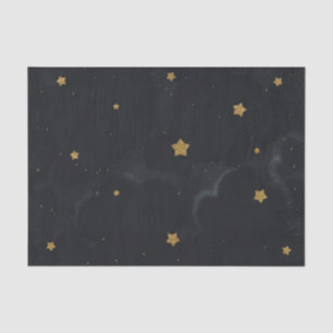 Papier Mousseline Fête de Baby Shower Ciel de Nuit Sombre Étoiles No