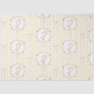Papier Mousseline Fête de bébé fleur sauvage Gingham jaune Oie Sotte