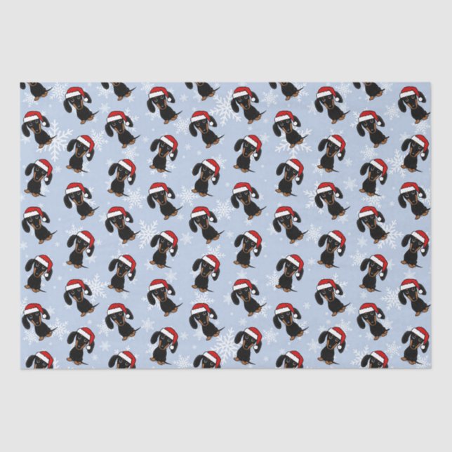 Papier Mousseline Fête de Chien de Noël Noir et Tan Dachshund (Recto)