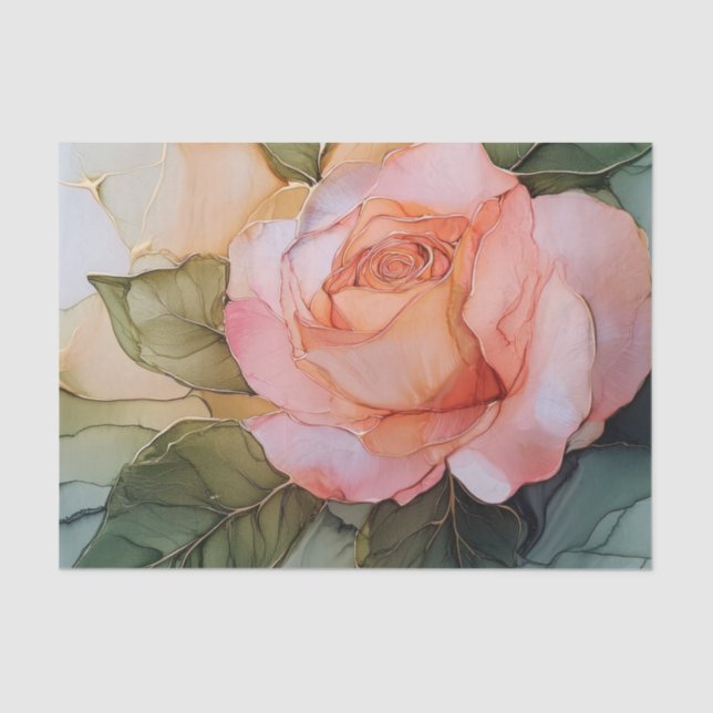 Papier Mousseline Fête de mariage floral rose pêche (Recto)