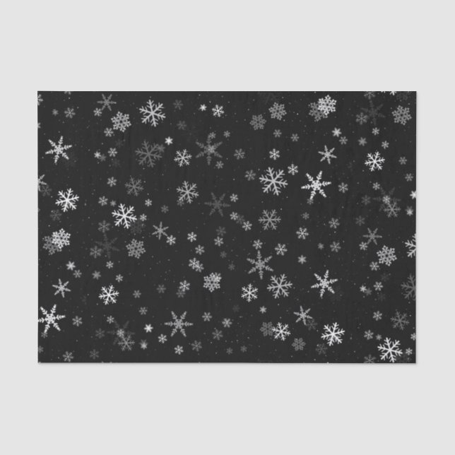 Papier Mousseline Fête de Motif de Flocon de neige noir et blanc (Recto)