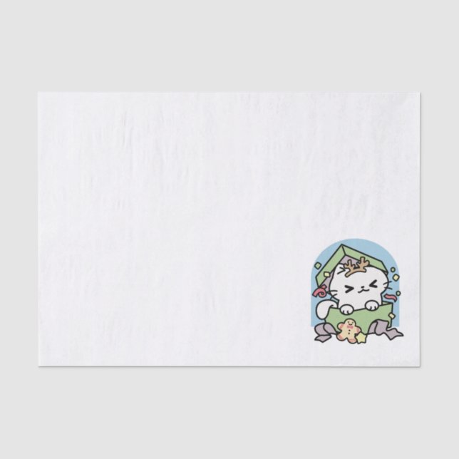 Papier Mousseline Fête de Noël avec Purr-ty Time Cat (Recto)
