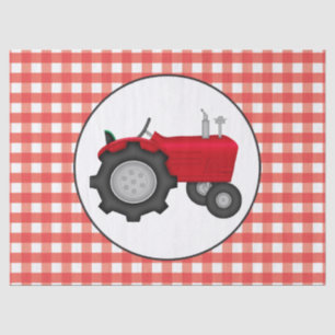 Papier Mousseline Fête de tracteur rouge pays en vichy tissu de styl