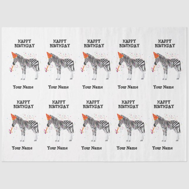 Papier Mousseline Fête de zèbre - Animaux à la fête d'anniversaire (Recto)