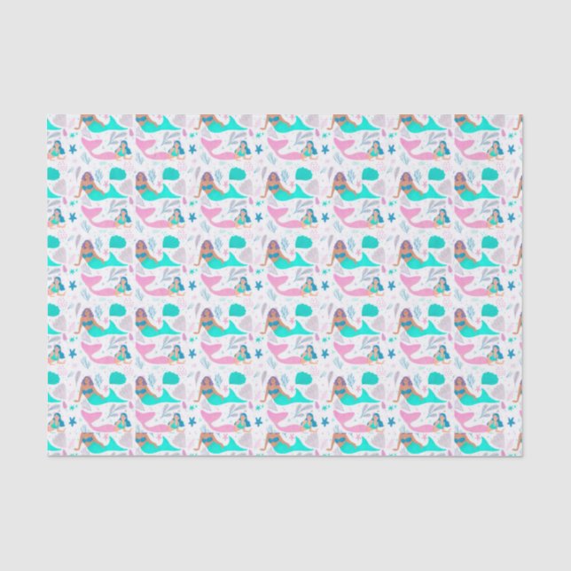 Papier Mousseline fête des amoureux de sirènes carrelées (Recto)