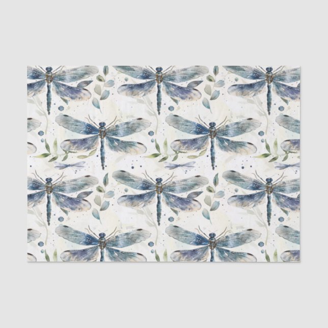 Papier Mousseline Fête des mariées des libellules bleues (Recto)