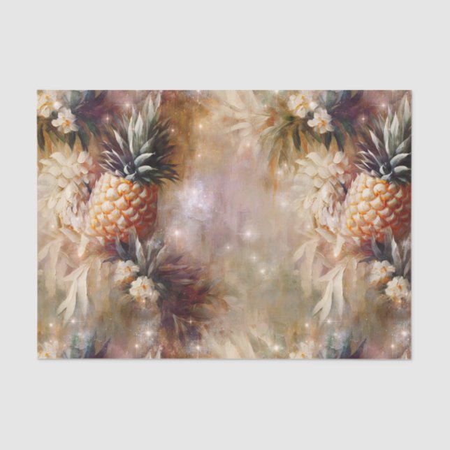 Papier Mousseline Fête des mariées étincelante aux ananas tropiques (Recto)