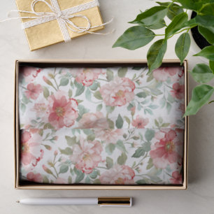 Papier Mousseline Fête Fleurie Rouge Rose