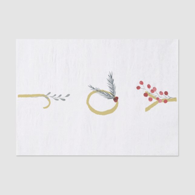 Papier Mousseline Fêtes Botaniques Joy Rustic Gold Minimal Party (Recto)