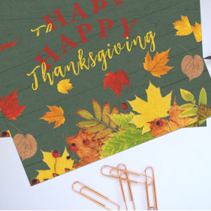 Papier Mousseline Feuillage bon thanksgiving Sur Papier En Bois