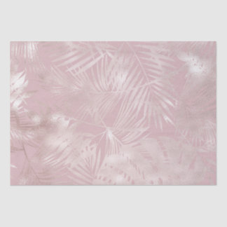 Papier Mousseline feuillage tropical broussailleux rose or faux feui