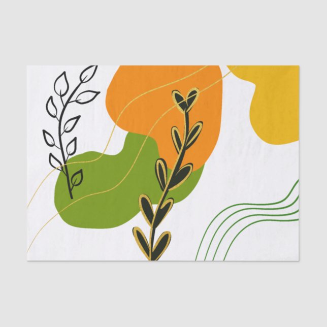 Papier Mousseline Feuille botanique Abstraite (Recto)